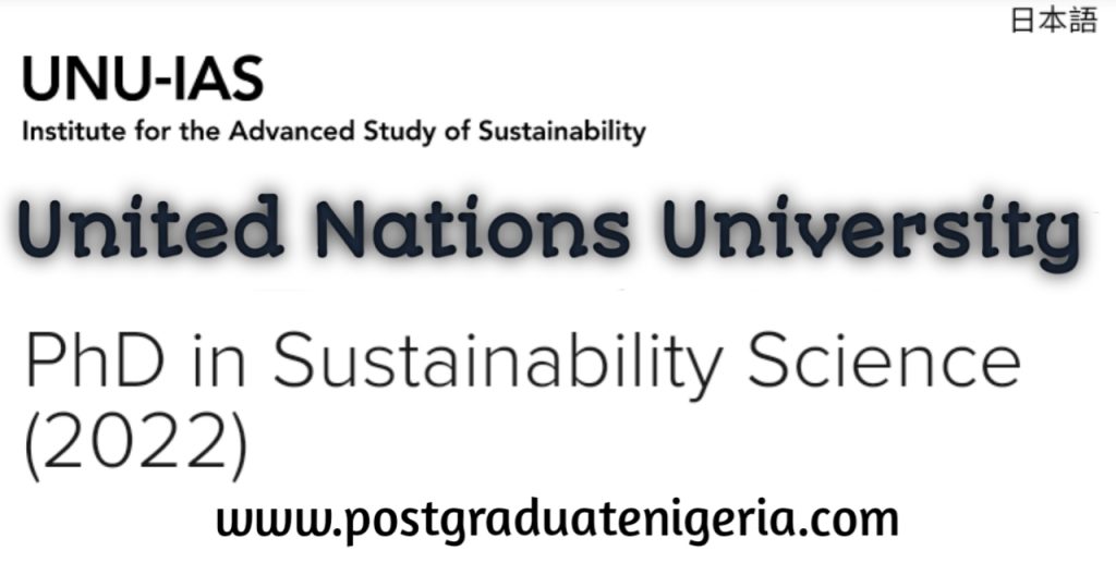 United Nations University UNU PhD sustainability science